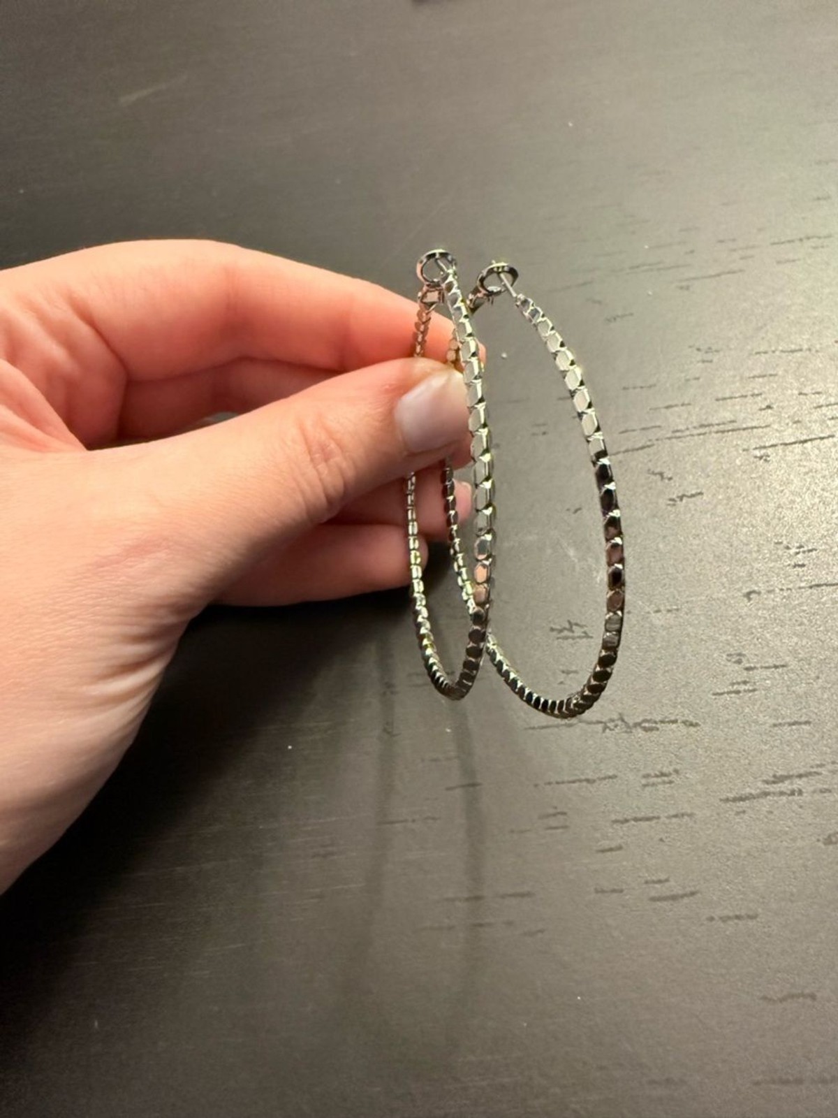 Express Silver Bevel Textured 2.25 inches Hoop Earrings Women’s Jewelry