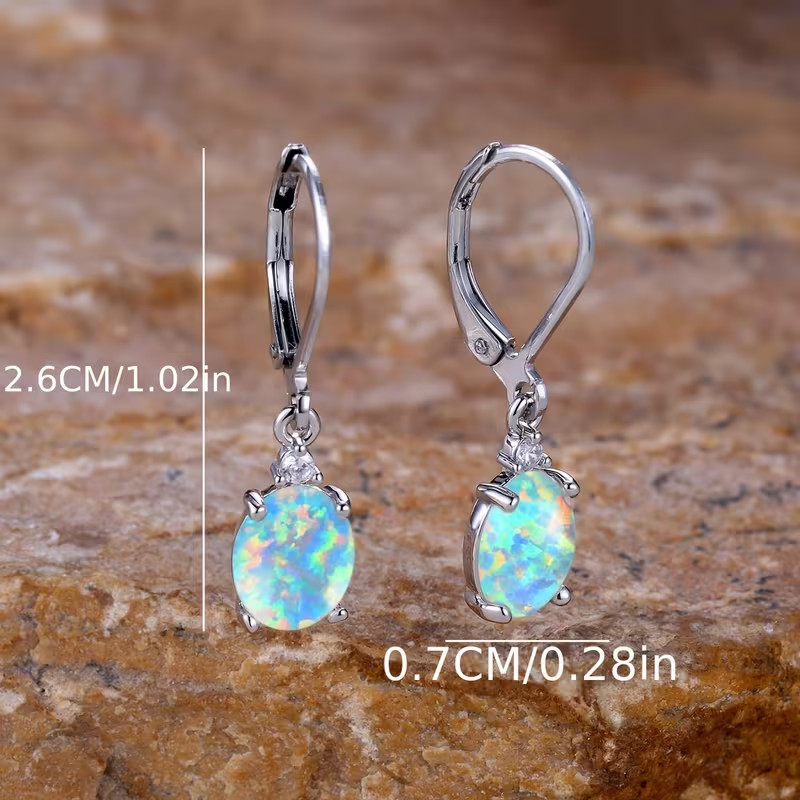 Natural Fire Opal Dangle Earrings Chakra Healing Delicate Women Drop Jewelry