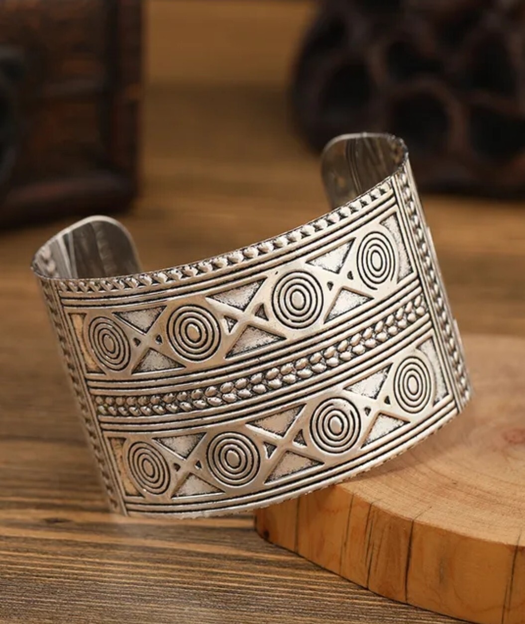 Ethnic Wide Cuff Bracelet Women Fashion Jewelry Vintage Silver Color