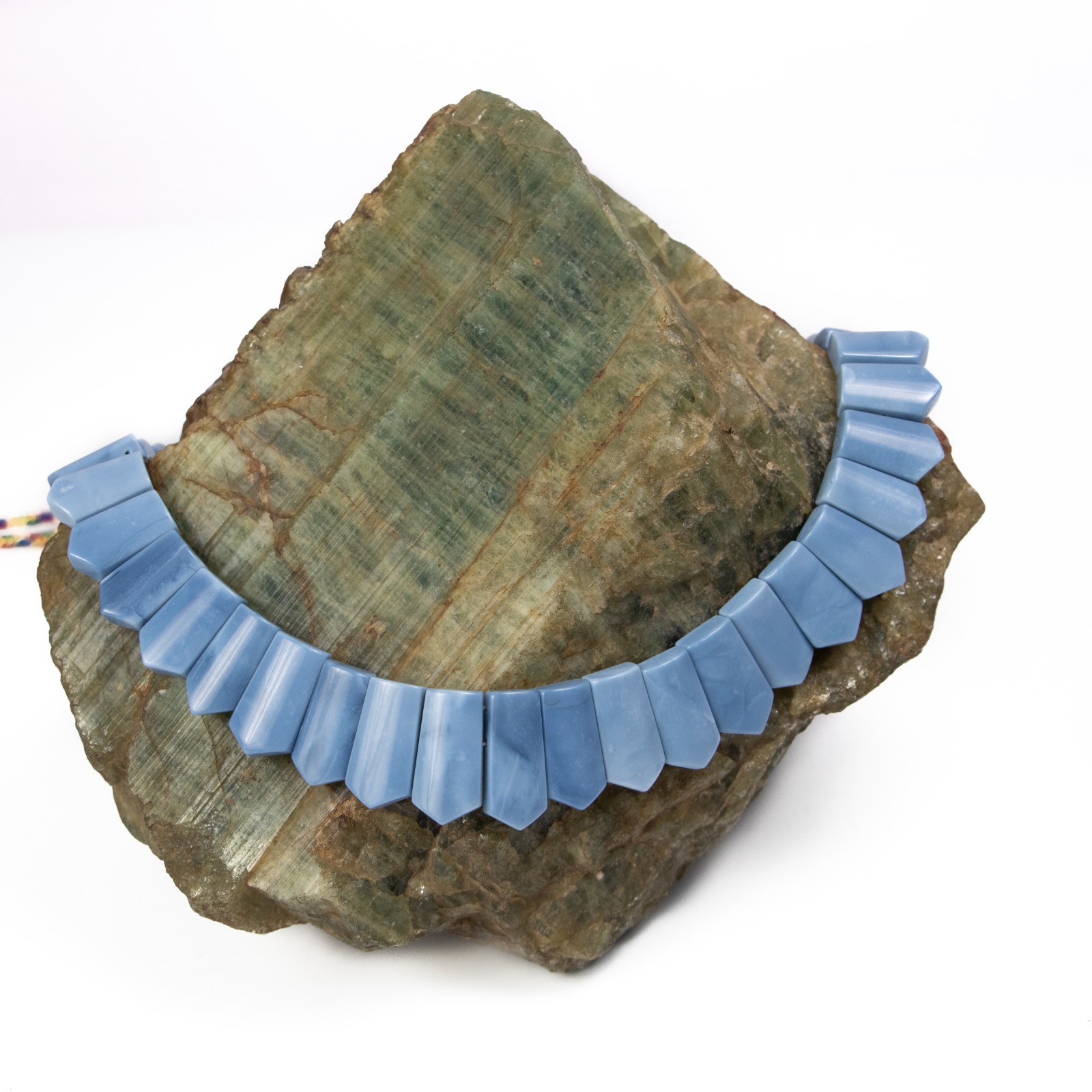 Blue Opal Fancy Shape Layout Necklace, 14x8MM To 23X10MM, Faceted Gemstone