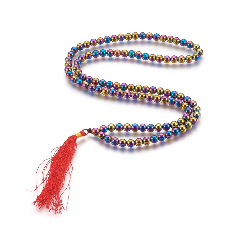 Electro Non-magnetic Hematite Necklaces Tassel Pendant 31.88” 81cm Z575