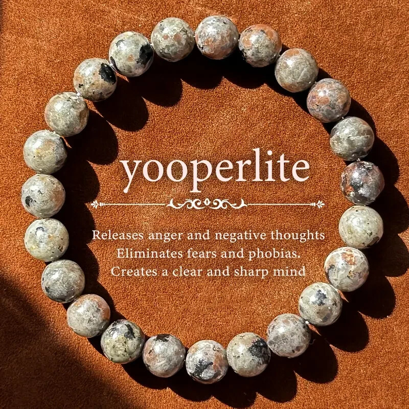 Natural Yooperlite Flame Beaded UV Reactive Healing Chakra Handmade Bracelet