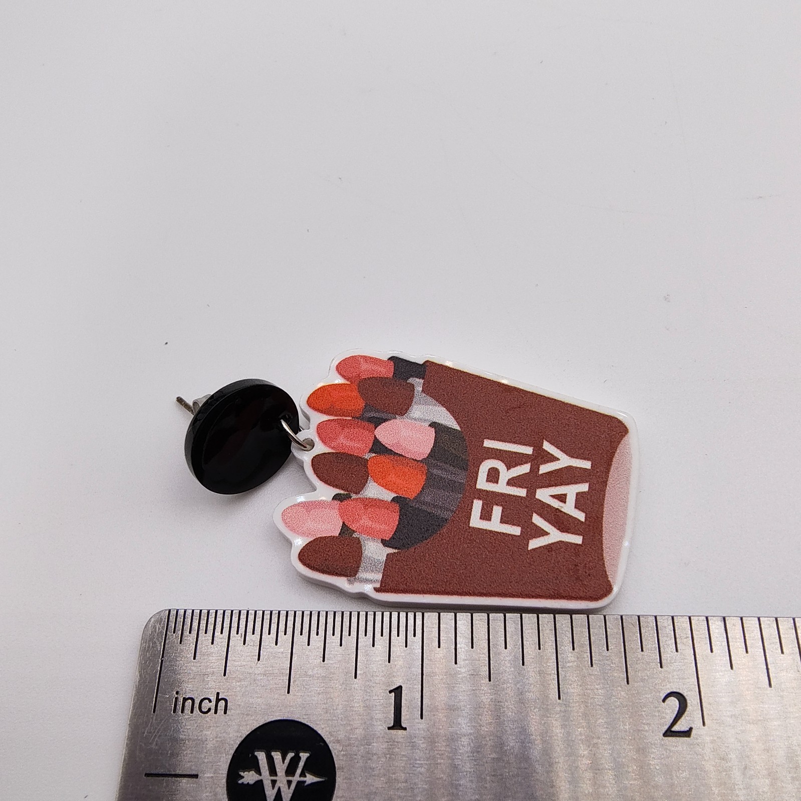 Fri-Yay Dangle Earrings Lipstick Crayon Box Fun Pop Art Statement Pierced Stud