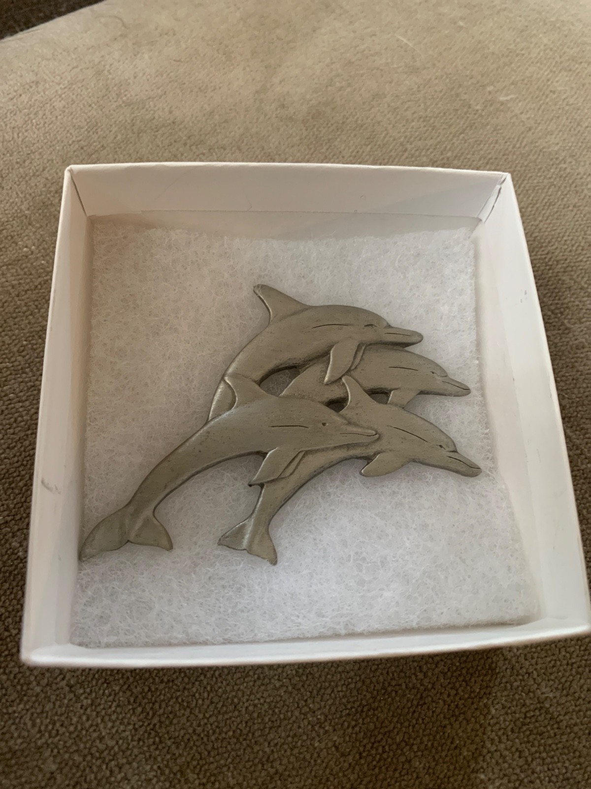 VINTAGE PEWTER DOLPHIN BROOCH PIN!!
