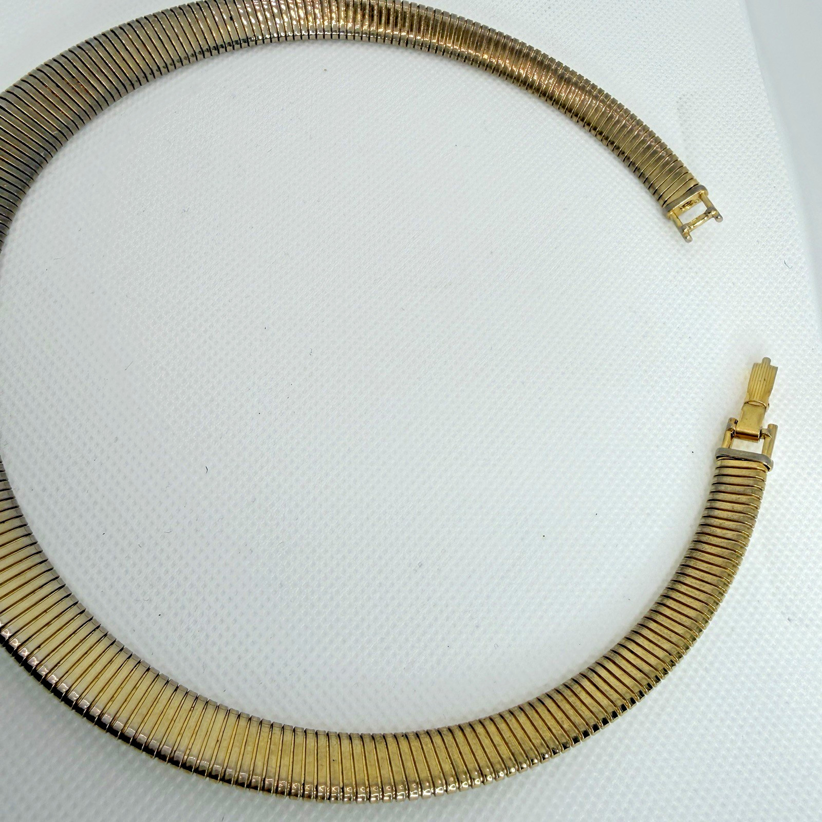 Vintage Two-Tone Tubogas Collar Necklace Reversible Silver & Gold Choker 16