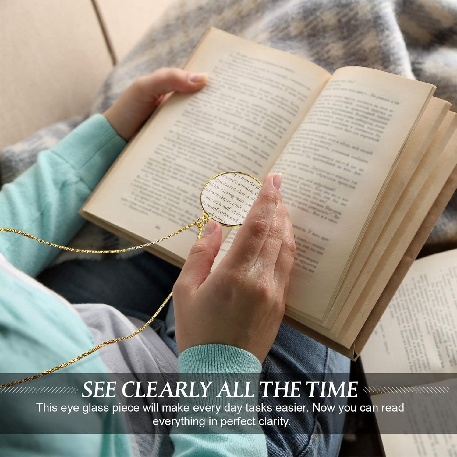 Stylish Magnifying Pendant Necklace for Reading – Ideal for Elderly and Crafters