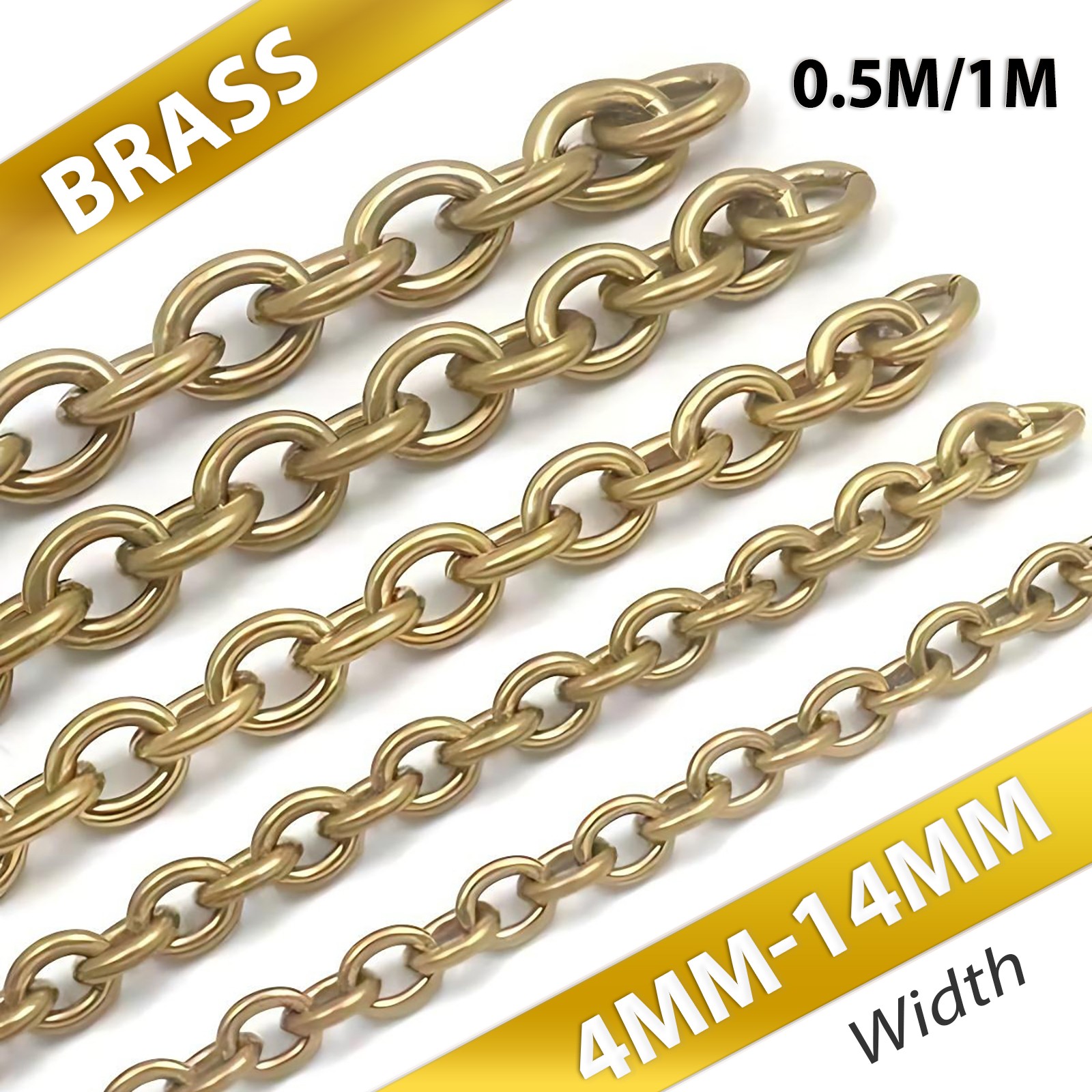 Solid Brass Chain 4-14mm Width Necklace Jewelry Bags Craft Chain Sold Per Meters