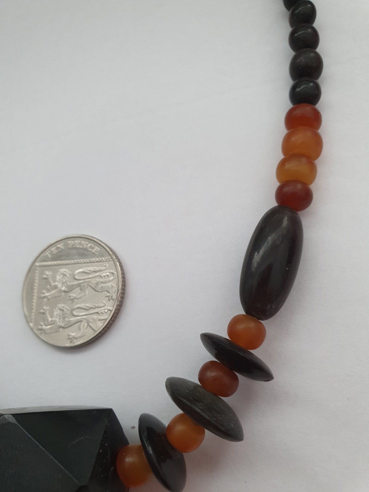 Vintage Artisan Black Orange Chunky Acrylic Beaded Boho Festival Necklace