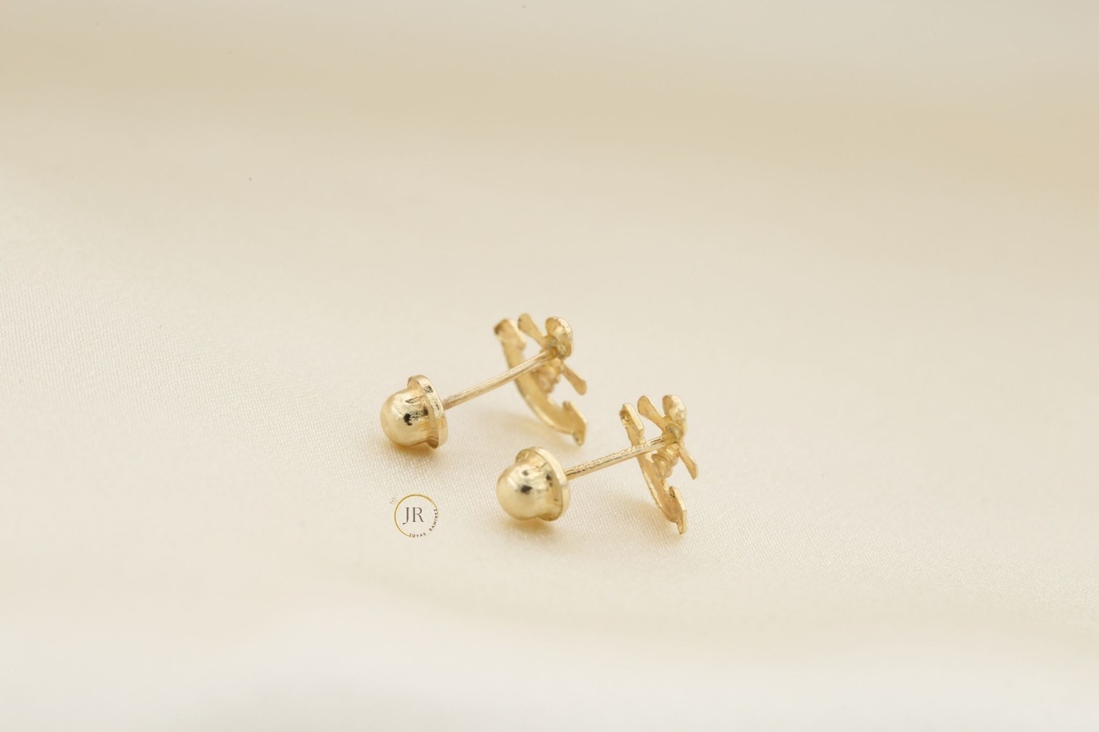Anchor Earrings • Symbol of Stability Hope • 14K Solid Gold Studs