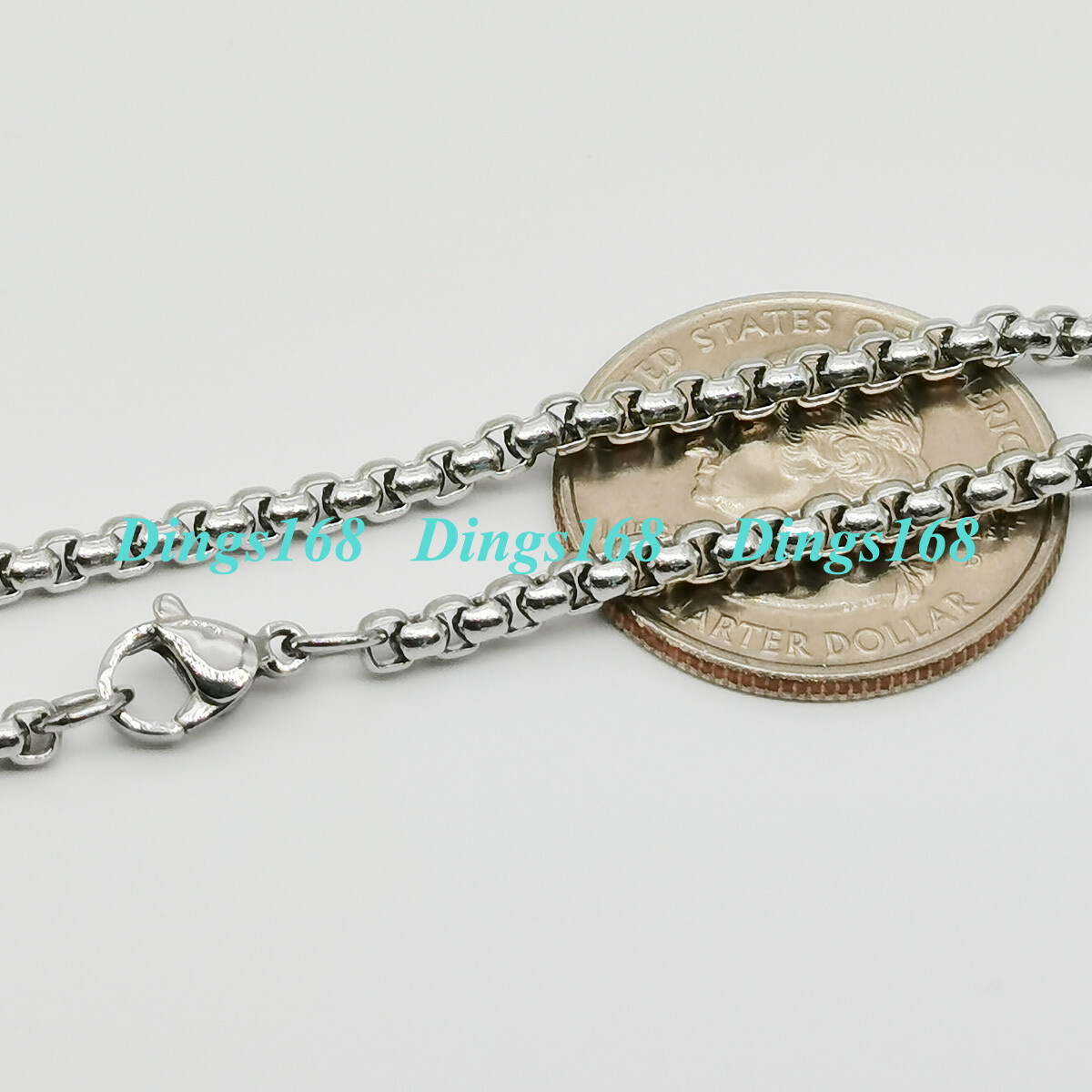 Designer Inspired 18K White Gold Filled 3mm Round Box Link Chain Necklace F5K