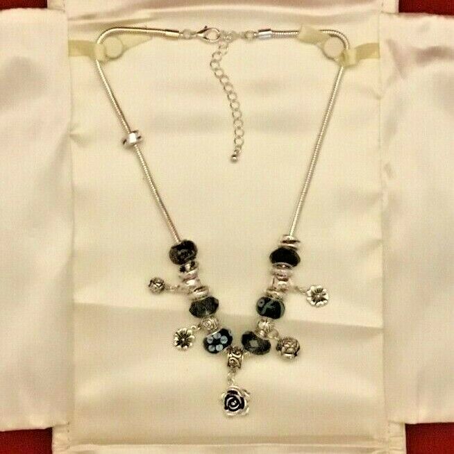 Friedman’s Jewelers Floral Charms Necklace 17-20 Inch Adjustable Flowers New