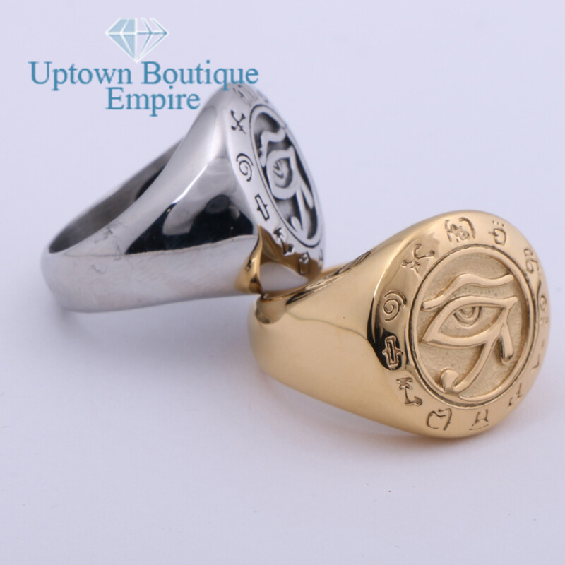 Egyptian Egypt Eye of Horus Men’s Stainless Steel Symbol Ring Size:8-13#AG