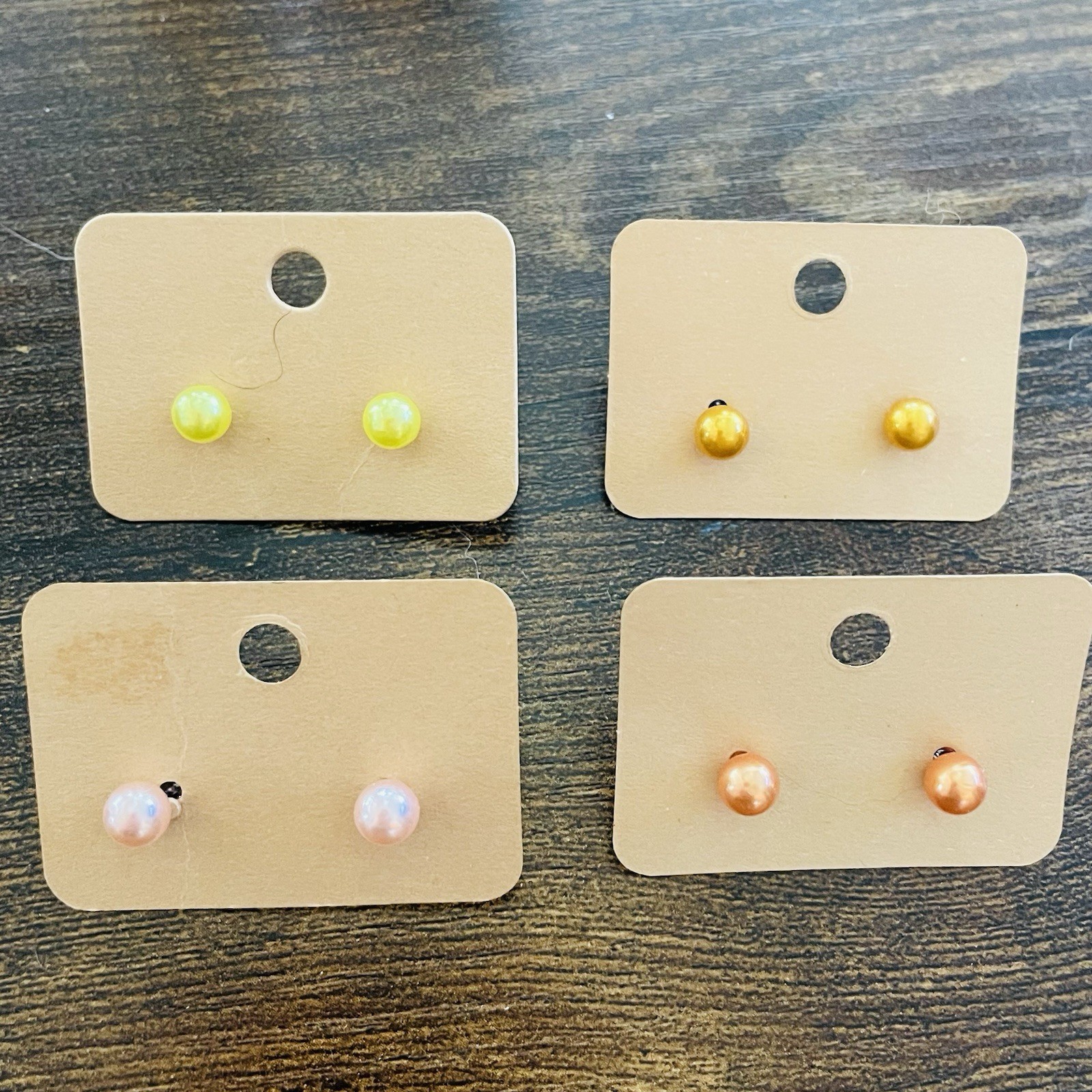 Set of 12 Pairs Multicolor Round Simulated Pearl Stud Earrings Nickel-Free