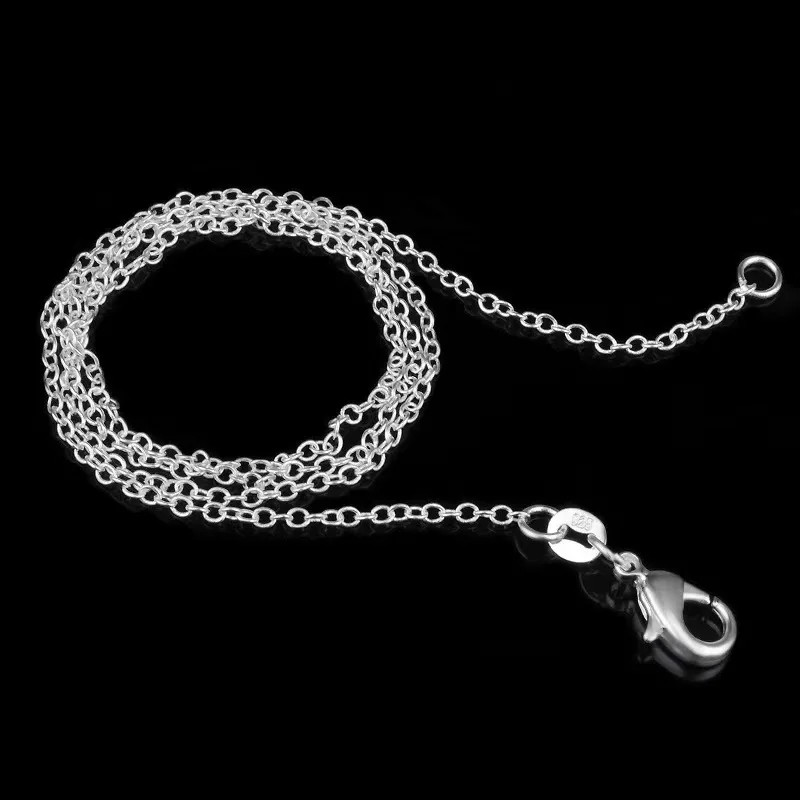 925 Sterling Silver Necklace Rolo Chain 1mm 16-24 Inch Length Women Jewelry