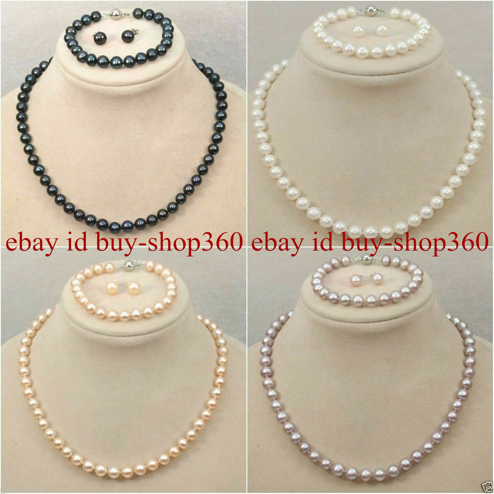 Genuine 8mm Sea South Shell Pearl Not Pearl Necklace Bracelet Earring A Set AAA