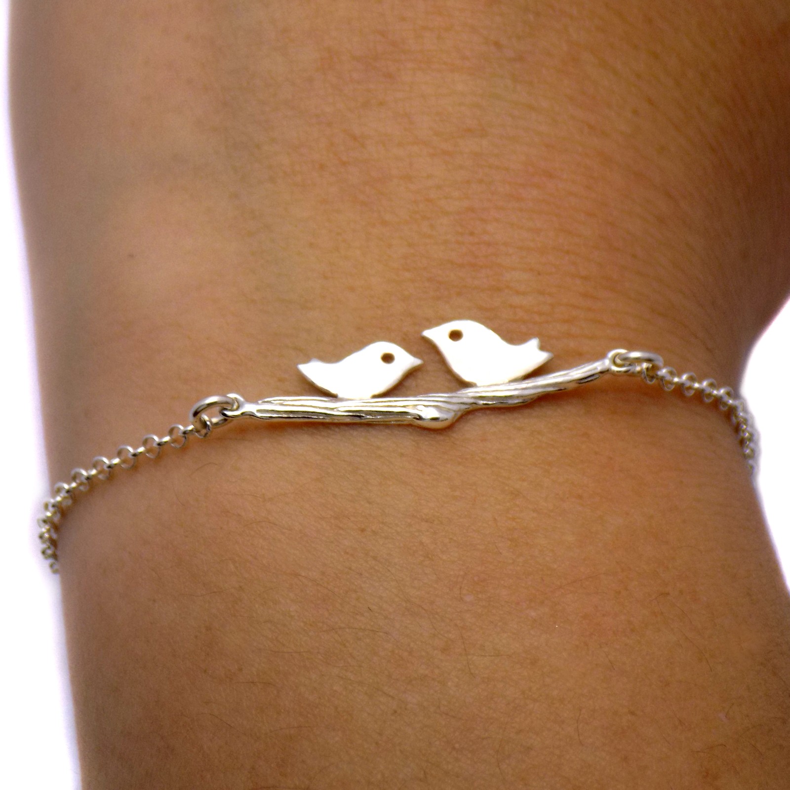 925 Sterling Silver Lovely Bird Birds Bracelet 18 cm Long Children Kids Jewelry