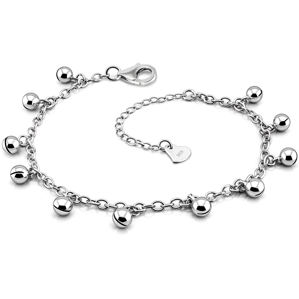 Solid 925 Silver Adjustable Bell Anklet Dual-purpose anklet/bracelet Up to 10.5″