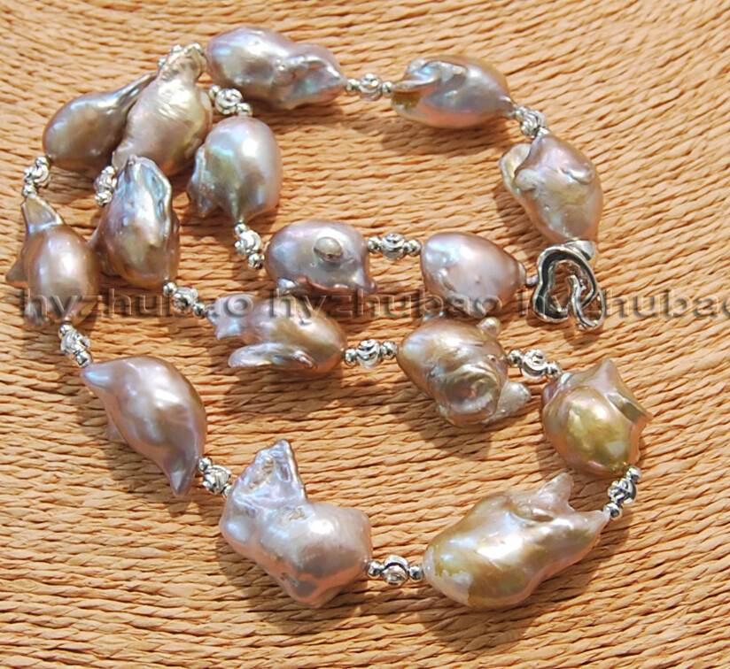 16″ 18″ 22″ 25″ Big 18-25mm Natural South Sea Purple Baroque Pearl Necklace AAA+
