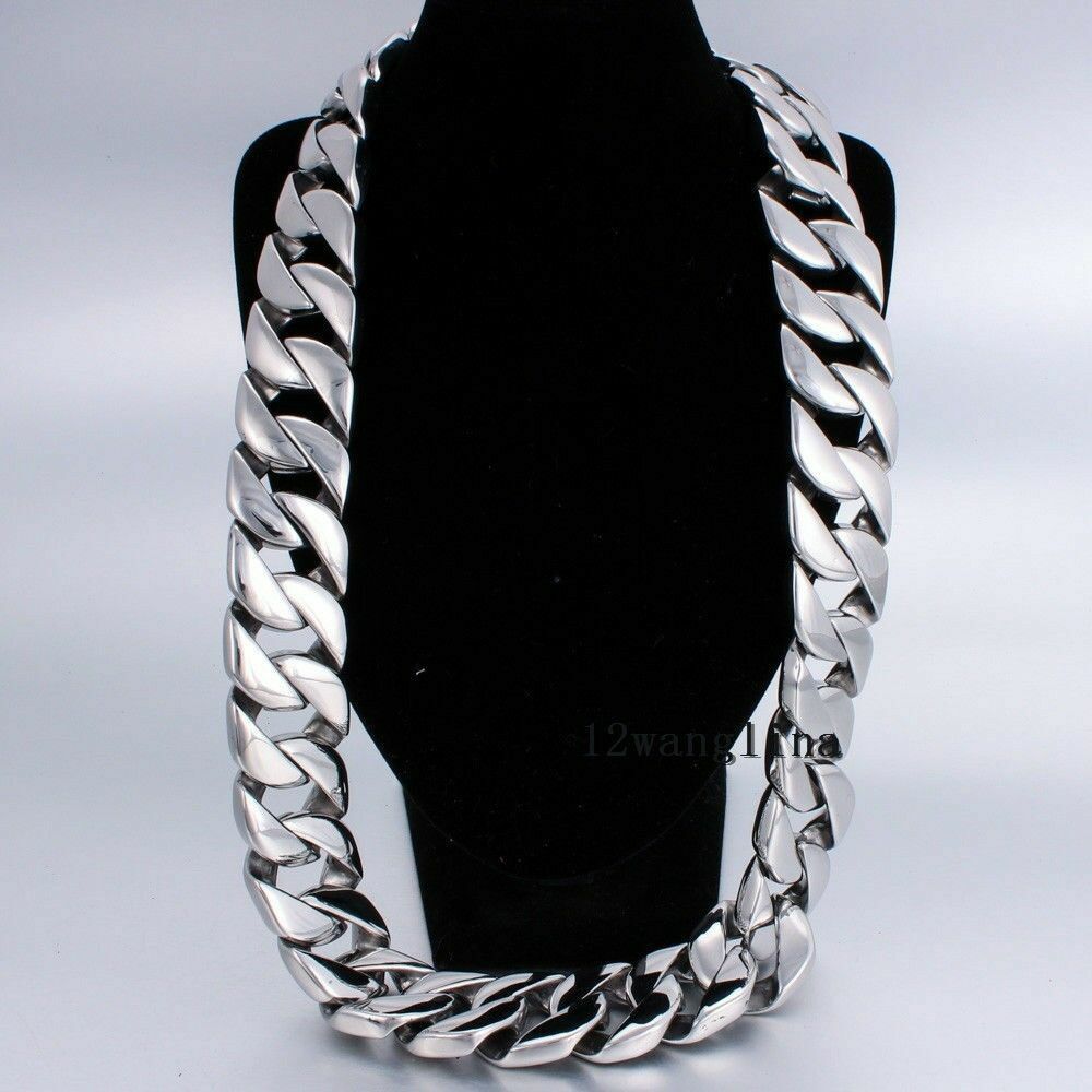 31MM Super Heavy Curb Link Men’s Chain Silver 316L Stainless Steel Necklace New