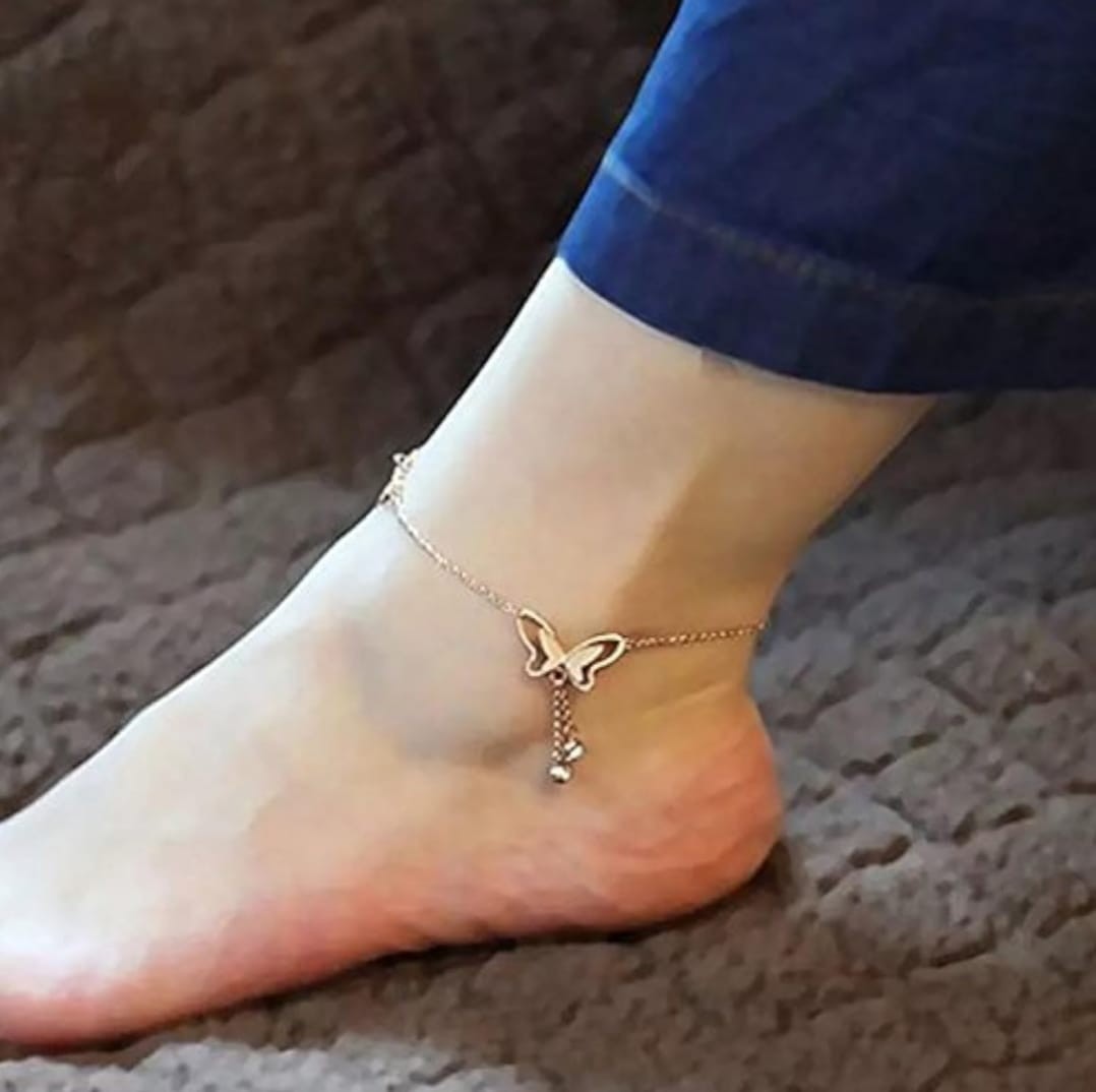 Indian bollywood butterfly shaped minimal anklet for women and girls