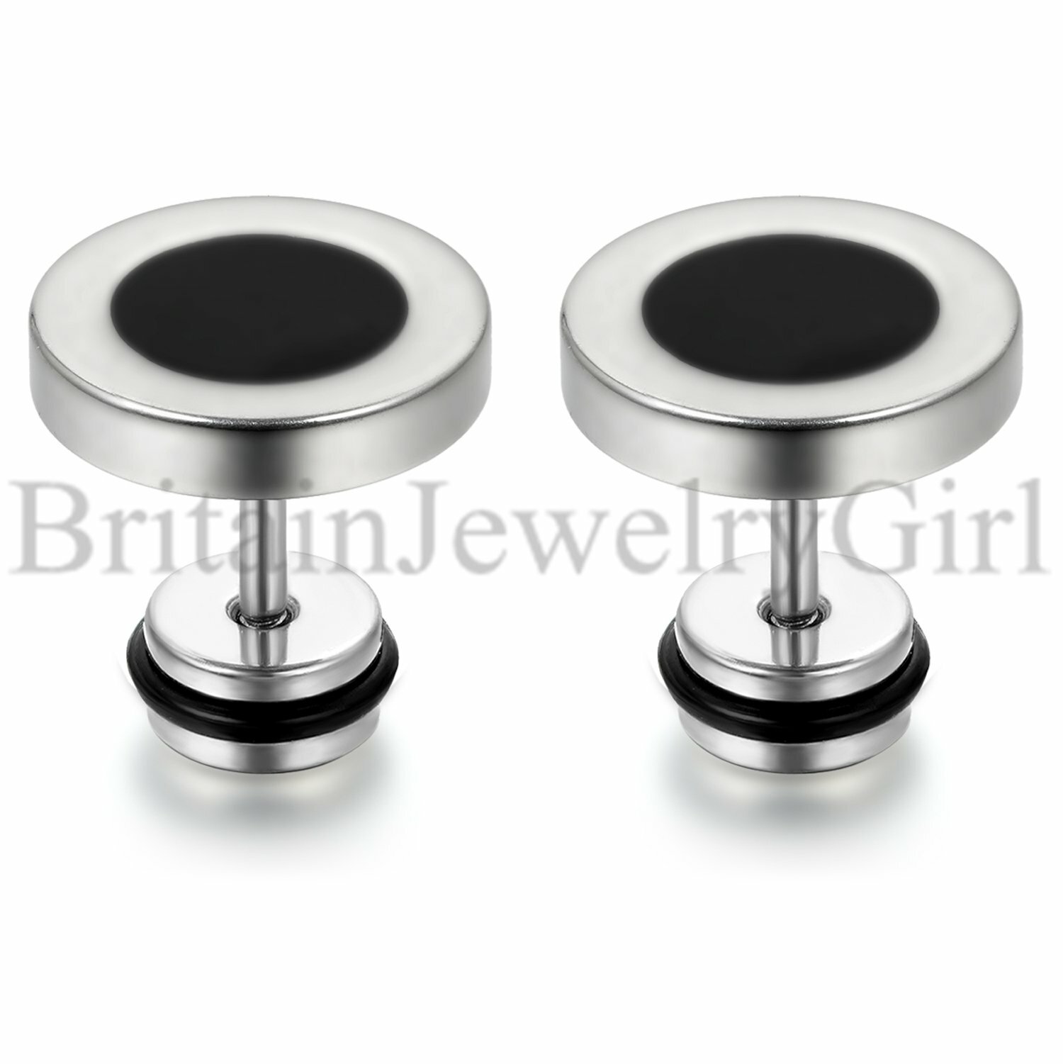2-6PCS Men Unisex Stainless Steel Barbell Punk Ear Stud Earrings 8mm/10mm/12mm
