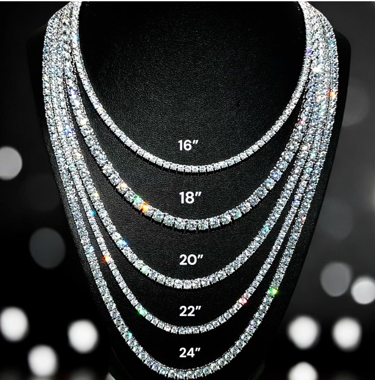 Iced Brass CZ Tennis Chain – 3mm & 4mm | Silver, Rose Gold Pink, Canary Yellow