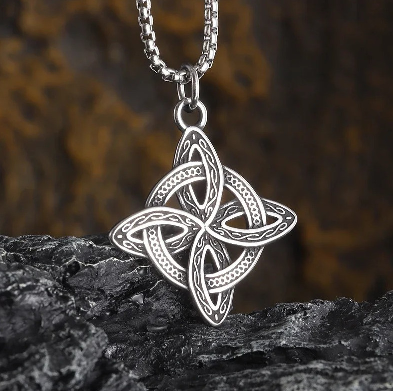 1pc Irish Celtic Knot Amulet Necklace Silver Witch Pendant Lucky Jewelry Gift