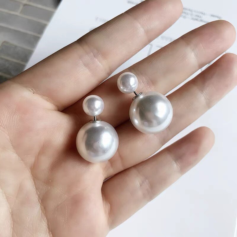Pearl Double Sided Earring Ball Earring Pearl Stud Mise en Tribal silver version