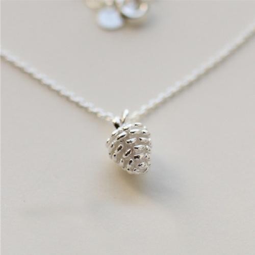 925 Sterling Silver Pine Cone Choker Necklace Women Wedding Statement Jewelry