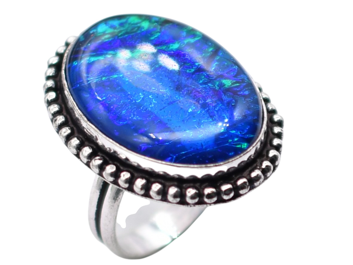 Australian Triplet Opal Natural Gemstone Antique Ring US Size-8.5 R 4745