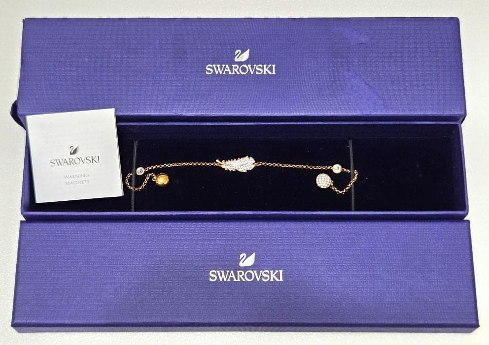 Swarovski Feather Bracelet with Box, Used, 19.5cm
