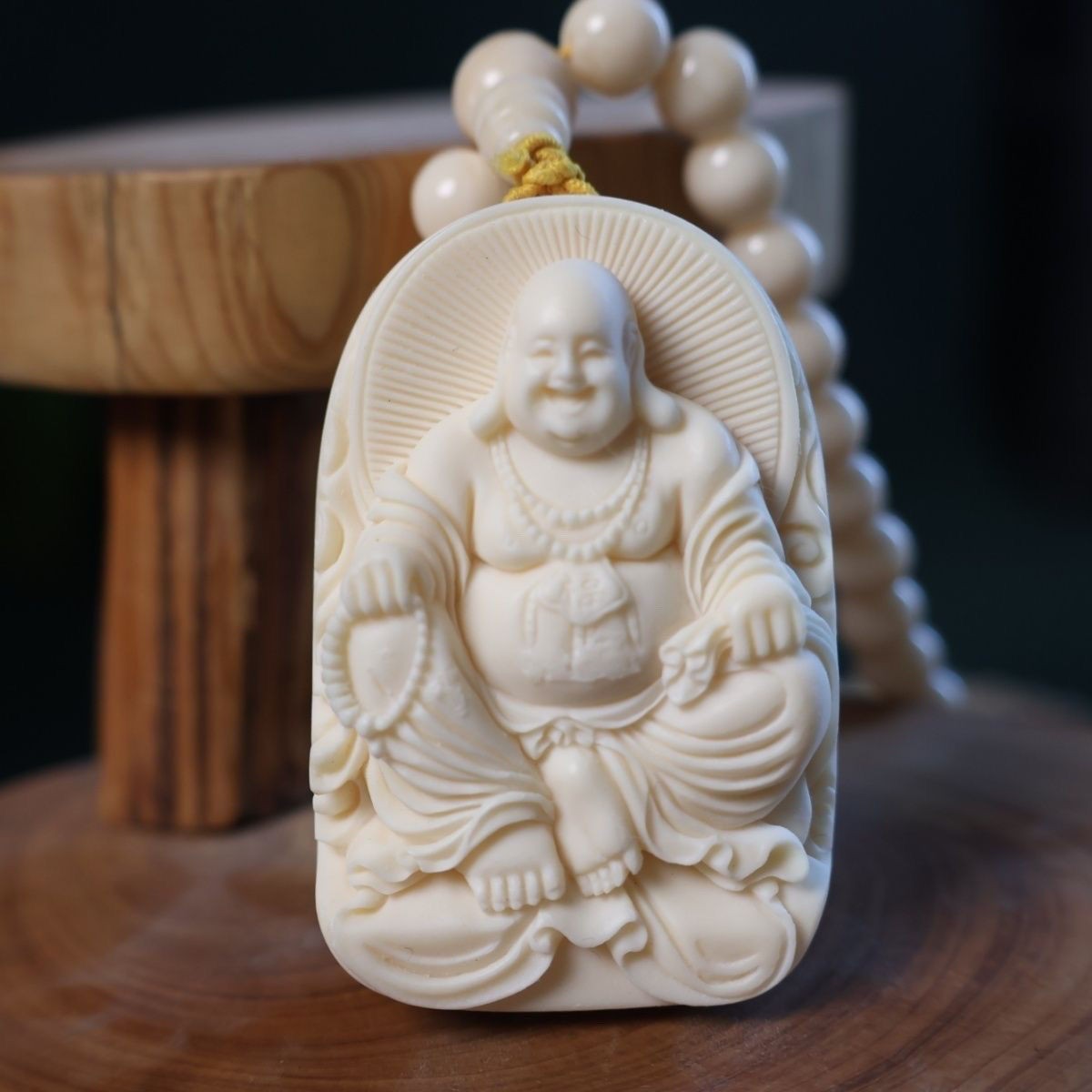‌Maitreya Buddha Pendant Necklace Handmade Carving Charm For Men Women‌
