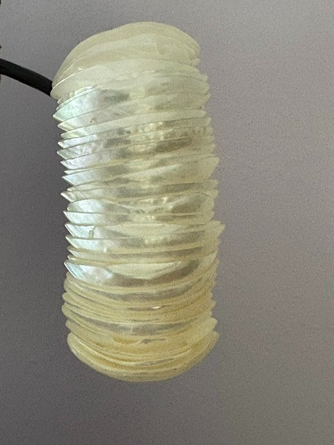 Wide Mother of Pearl Shell Stretch Bracelet 1 3/8″ Panels Small Medium Wrist