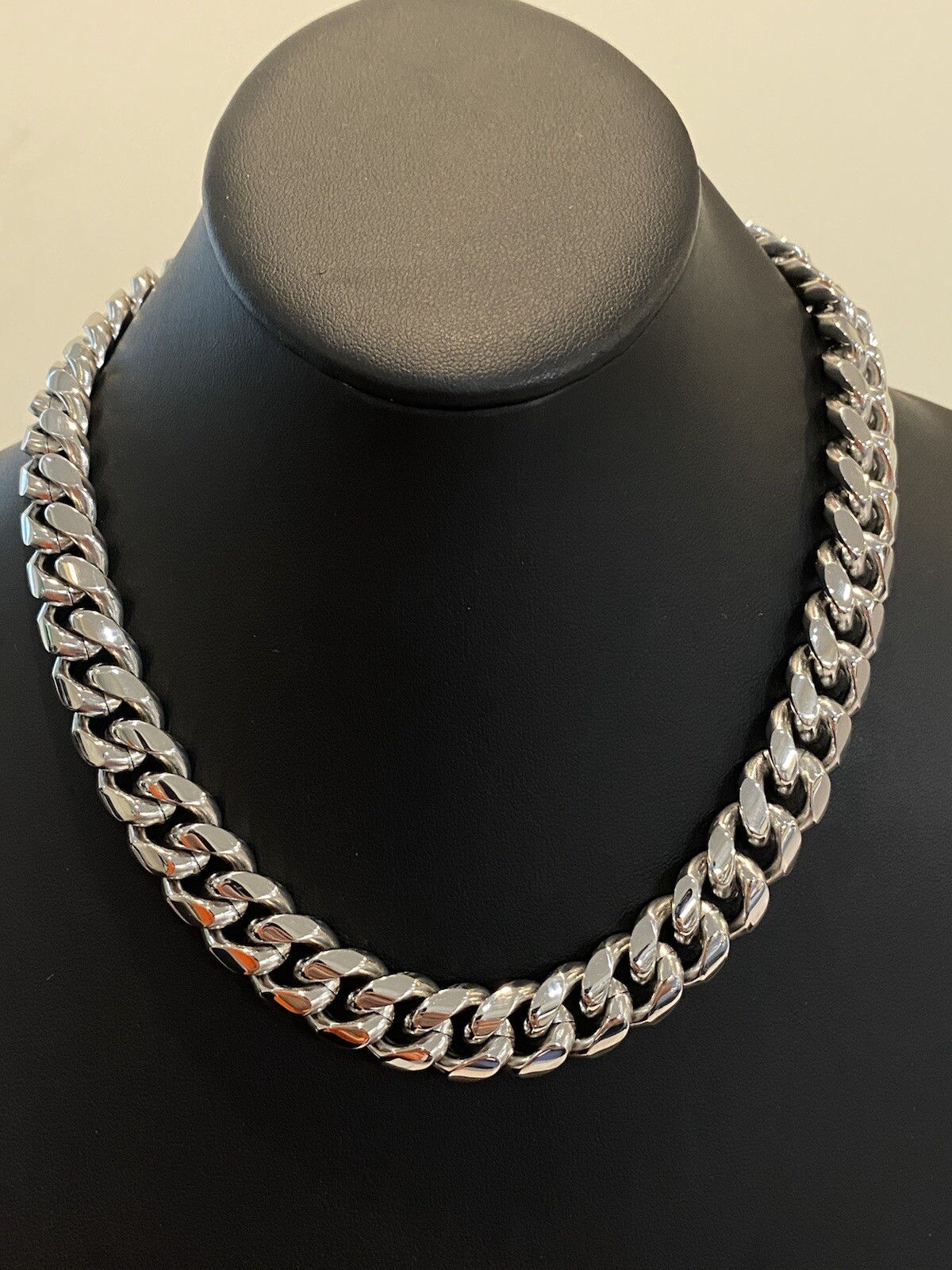 14mm Mens Real Miami Cuban Link Choker White Gold Plated SS Real HipHop Necklace