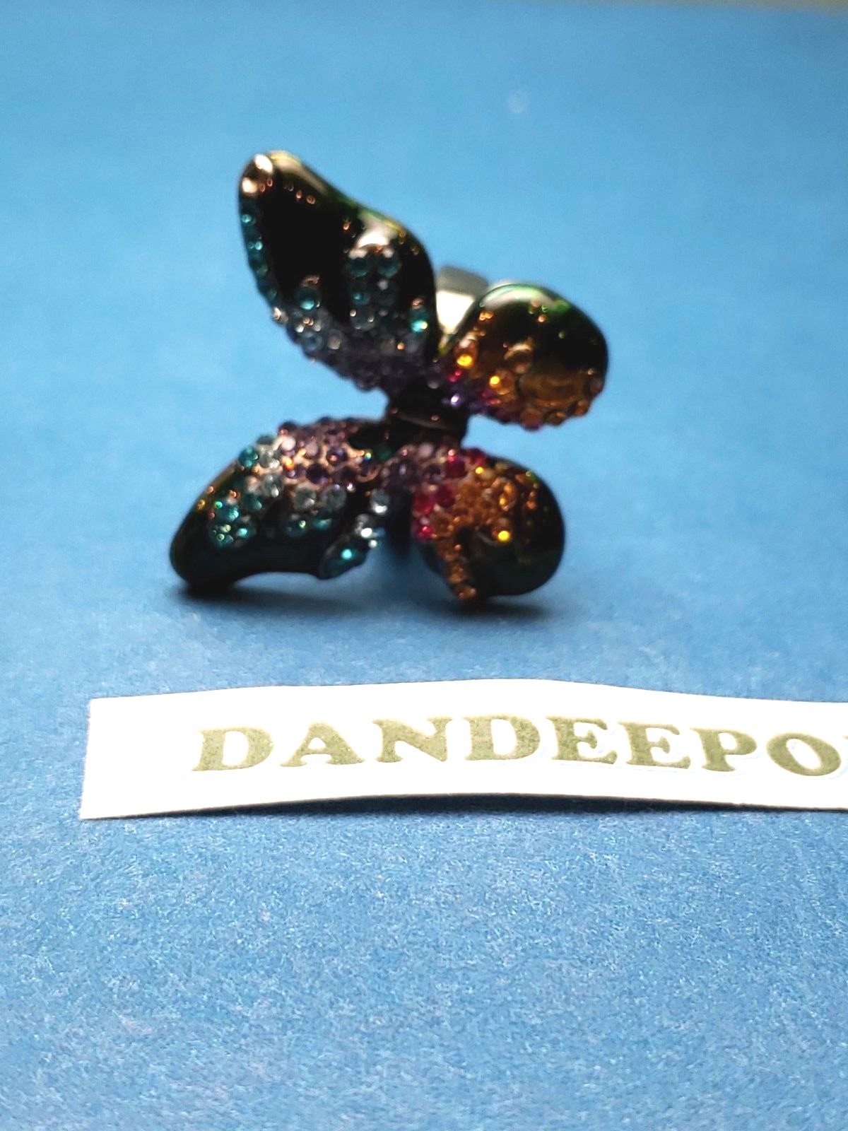 Butterfly Shape Multi Color Gemstone Ring Size 8 Jewlery