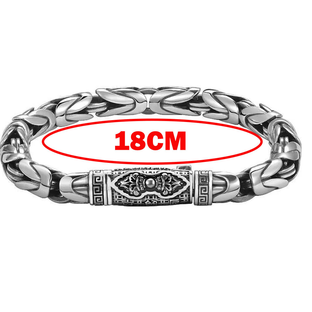 18CM Silver Plated Bangle Copper Bracelet Chain Popular Vintage Jewelry Mens US