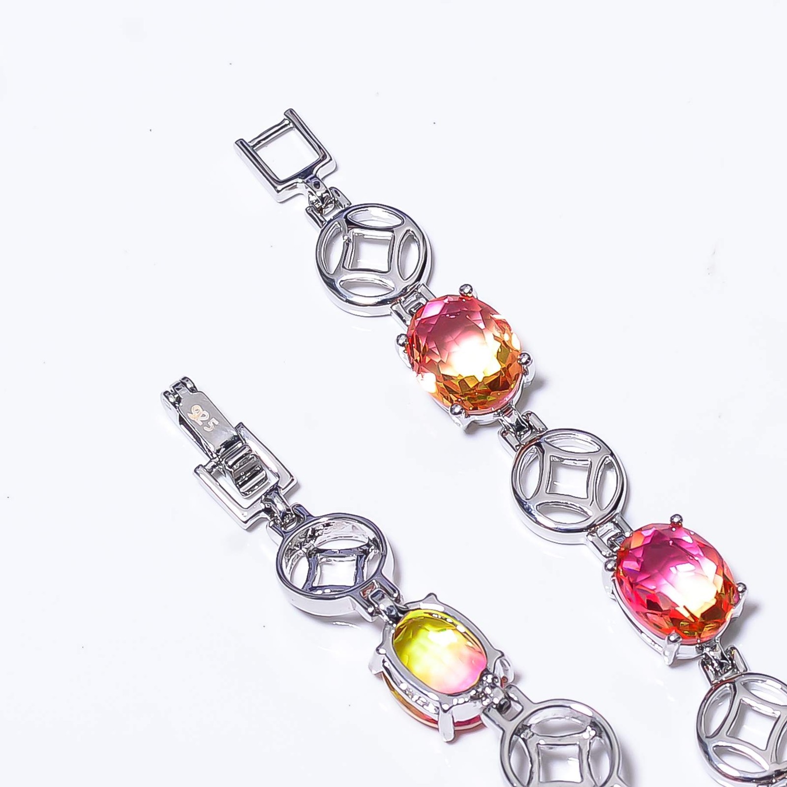 Bi-Colour Tourmaline 925 Sterling Silver Tennis Bracelet 7.99″ B65, Gift for her