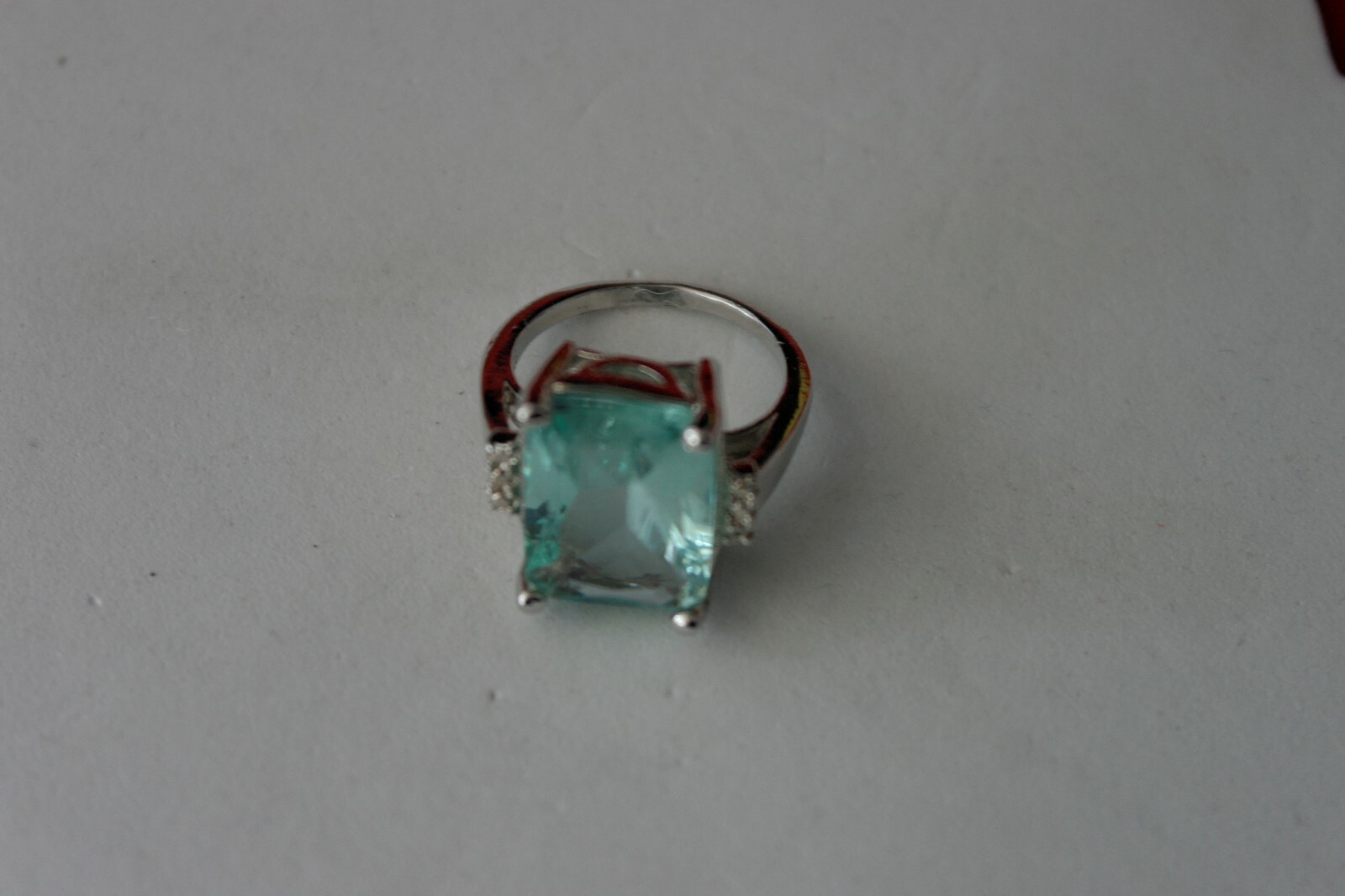 Beautiful 925 Filled Silver Ring With Aquamarine & Cz. 4 Gr.1.7X1.5 Cm. In Box