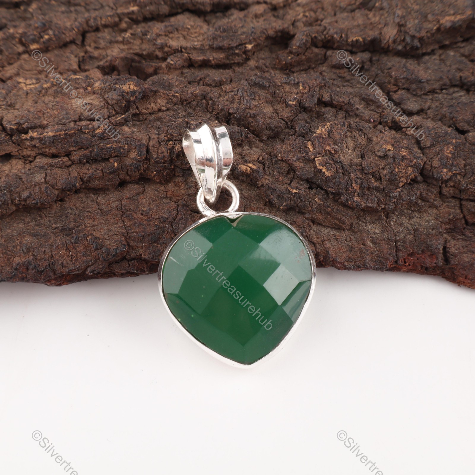 Heart Emerald Gemstone Sterling Silver Wife Elegant Handcrafted Birthday Pendant