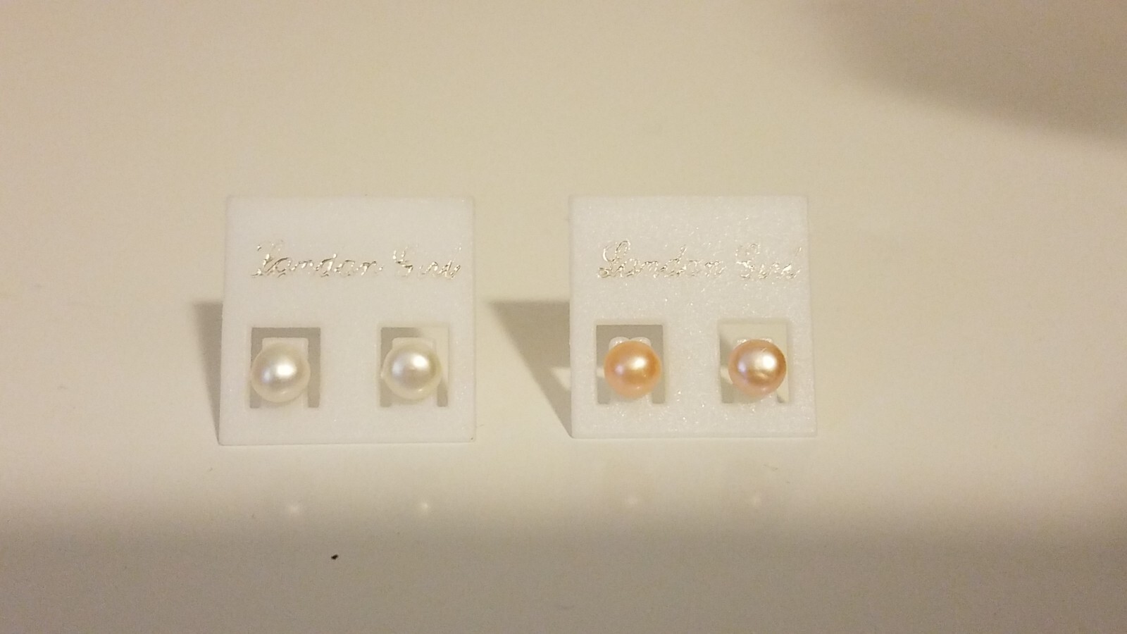 NEW – Vintage London Girl – White & Pink Pearl Stud Earrings (2 Sets!)