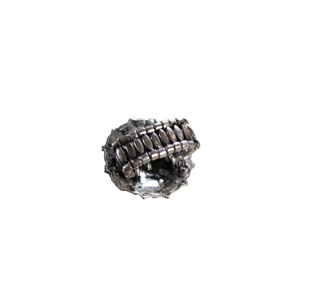 Western Womens Ring 1.25 in Cross Stretch Round Crystal Silver Cowgirl Rodeo