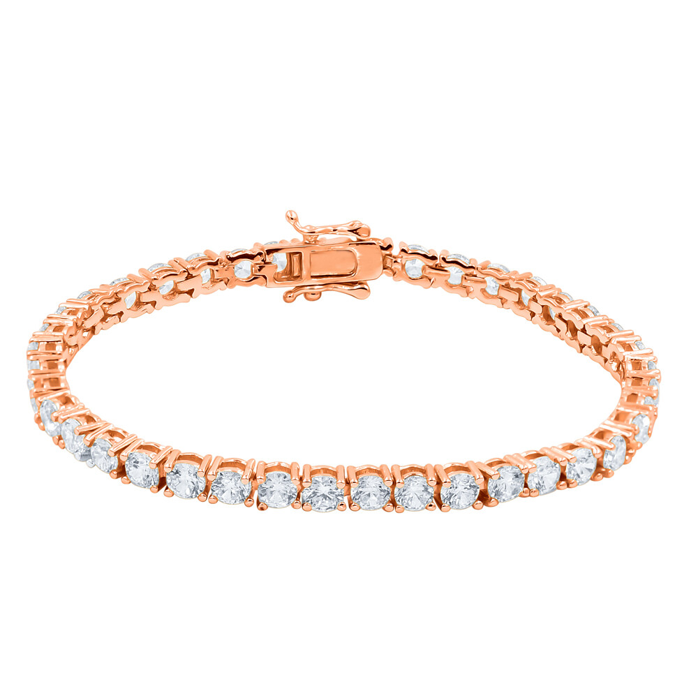 High Quality AAA+ Grade Simulated Diamond Rose Gold Tone 1 Row Tennis Bracelet