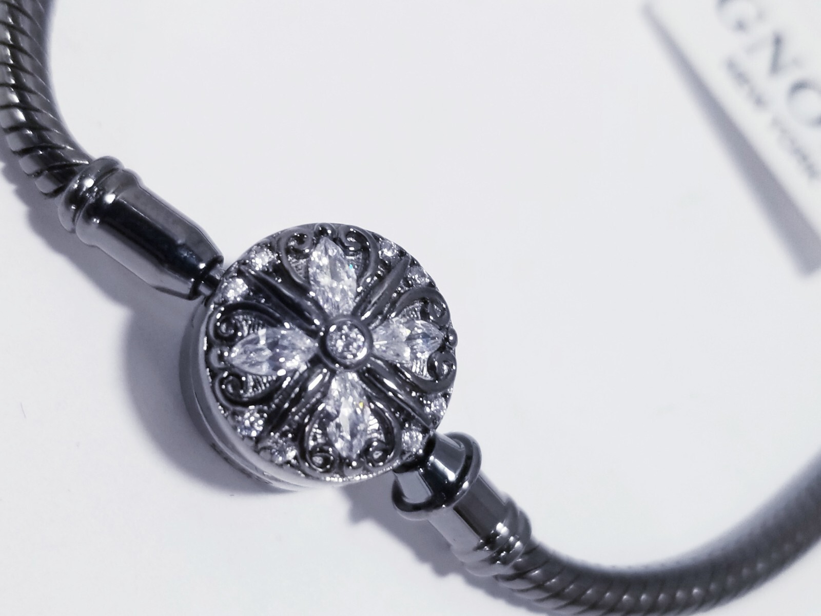 .gnoce Black Four-leaf Clover Bracelet Sterling Silver