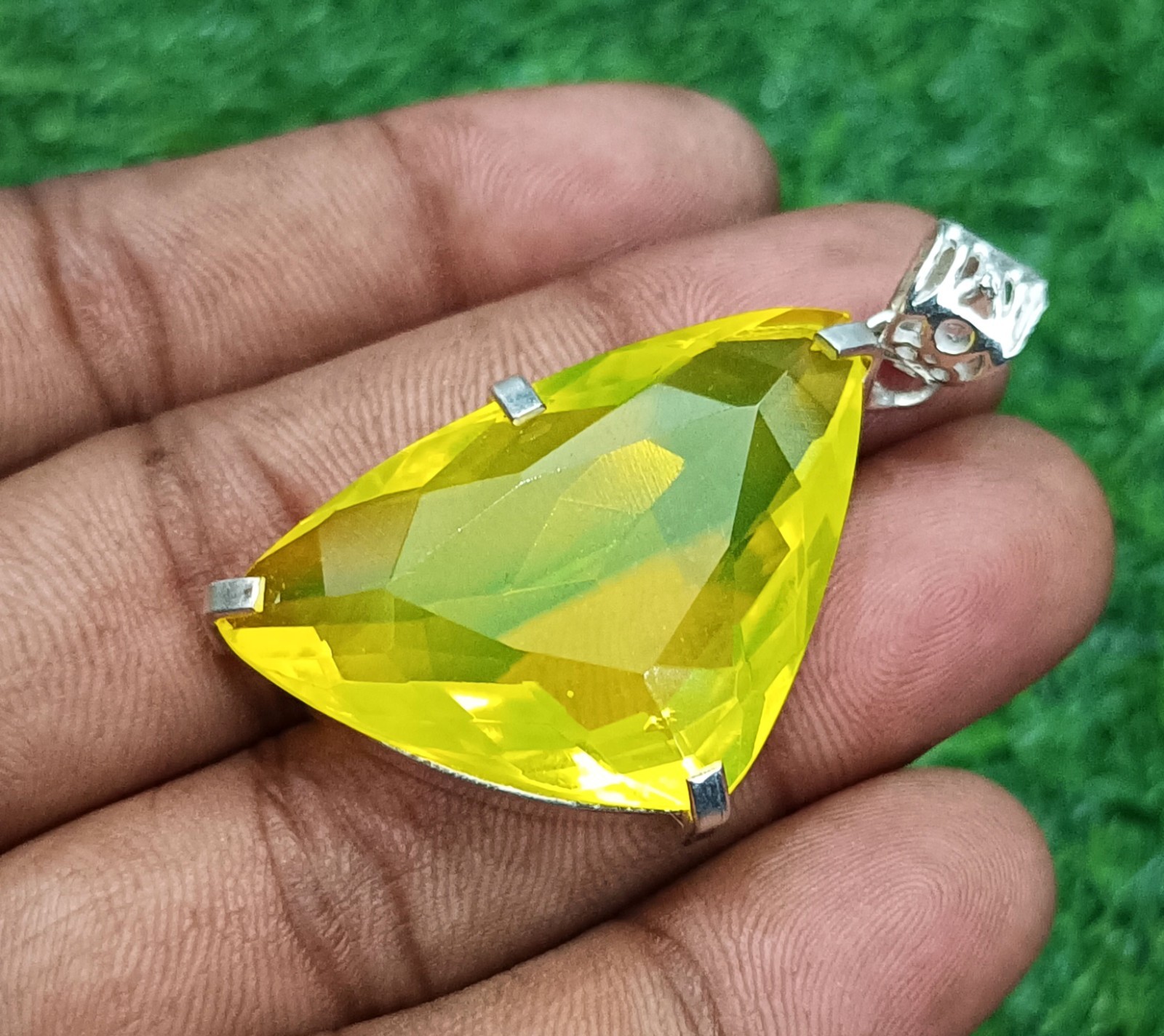 Certified 69.10 Ct Natural Yellow Opal 925 Solid Silver Pendant Loose Gemstone