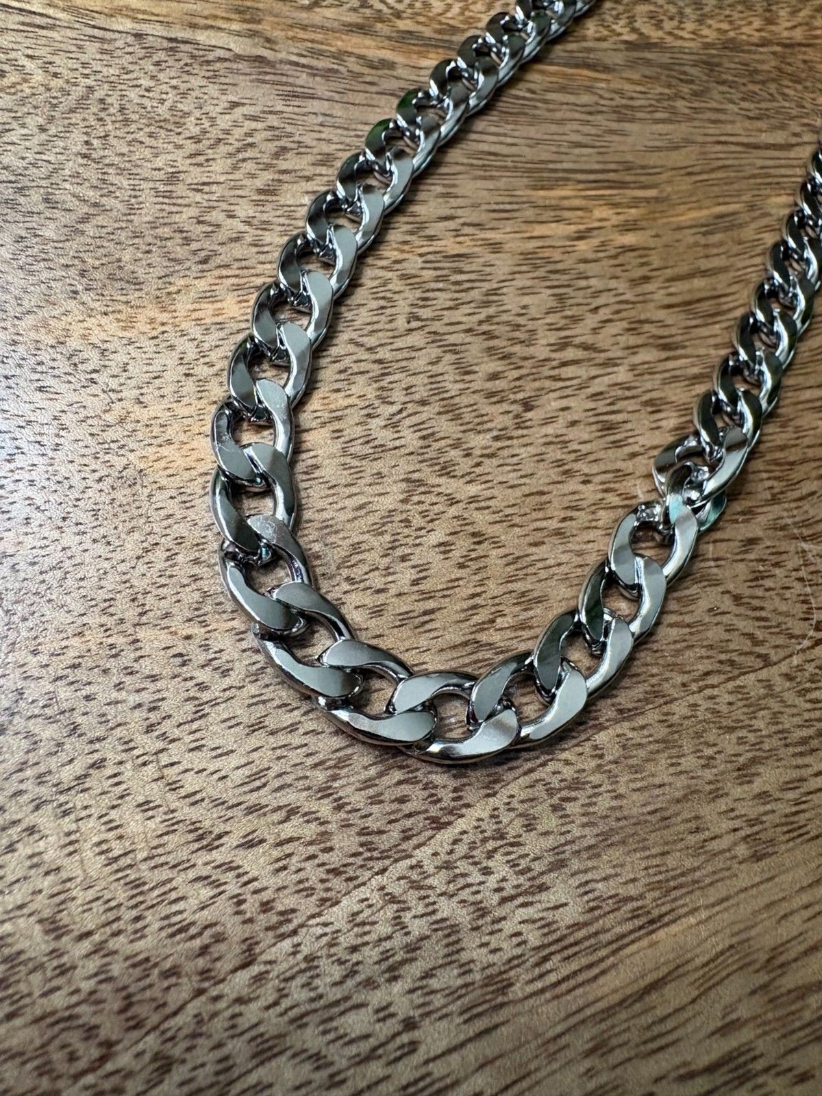 8mm Stainless Steel Cuban Link Chain Necklace Silver 21in 55cm Men Women
