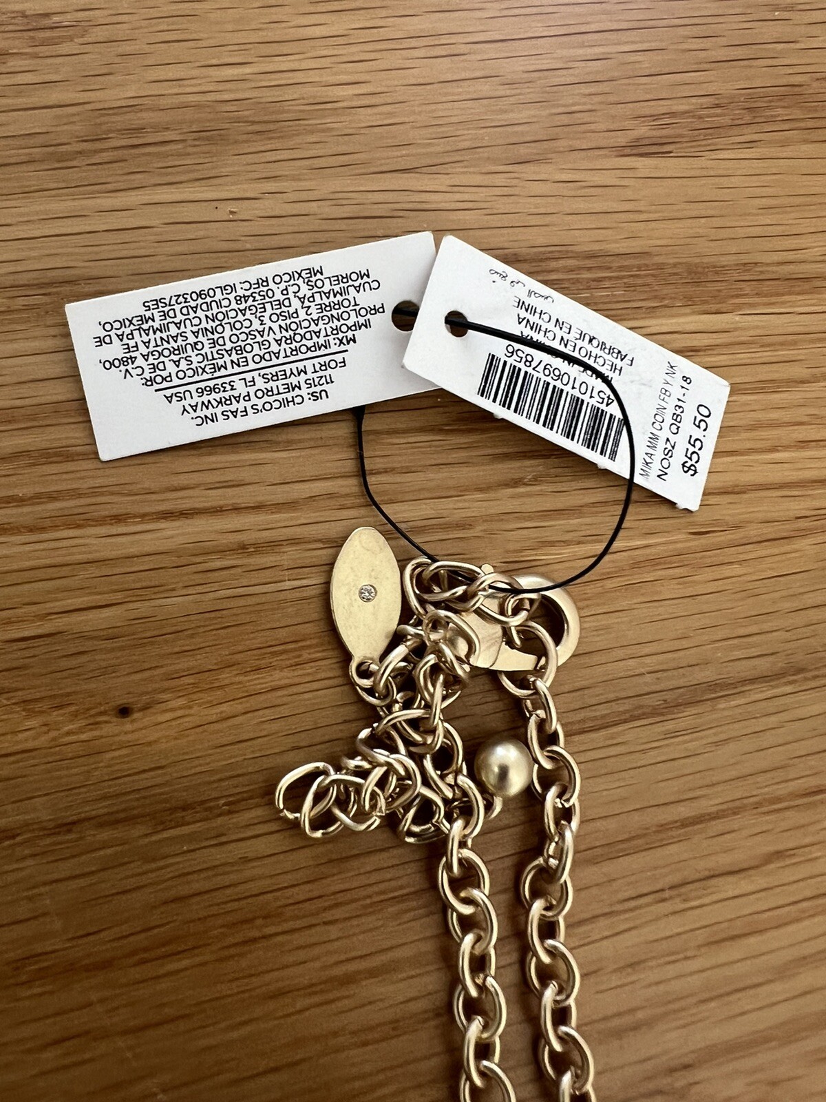 NWT CHICO’S Silver Goldtone Dangle Coins 24″ Necklace & Earrings W101