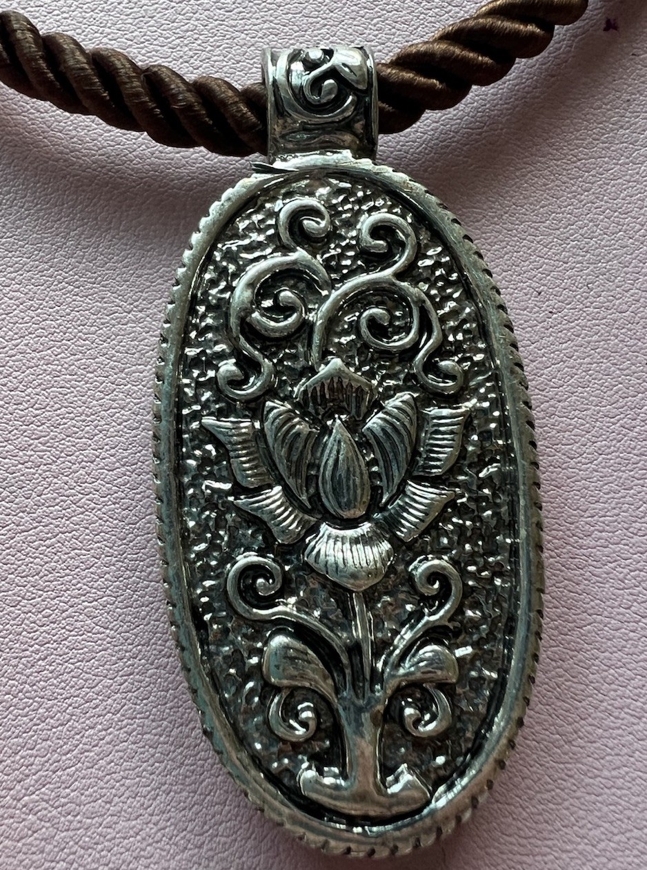 Atterri Cord Necklace Adjustable 16” – 19” Faux Turquoise Pendant Statement H3