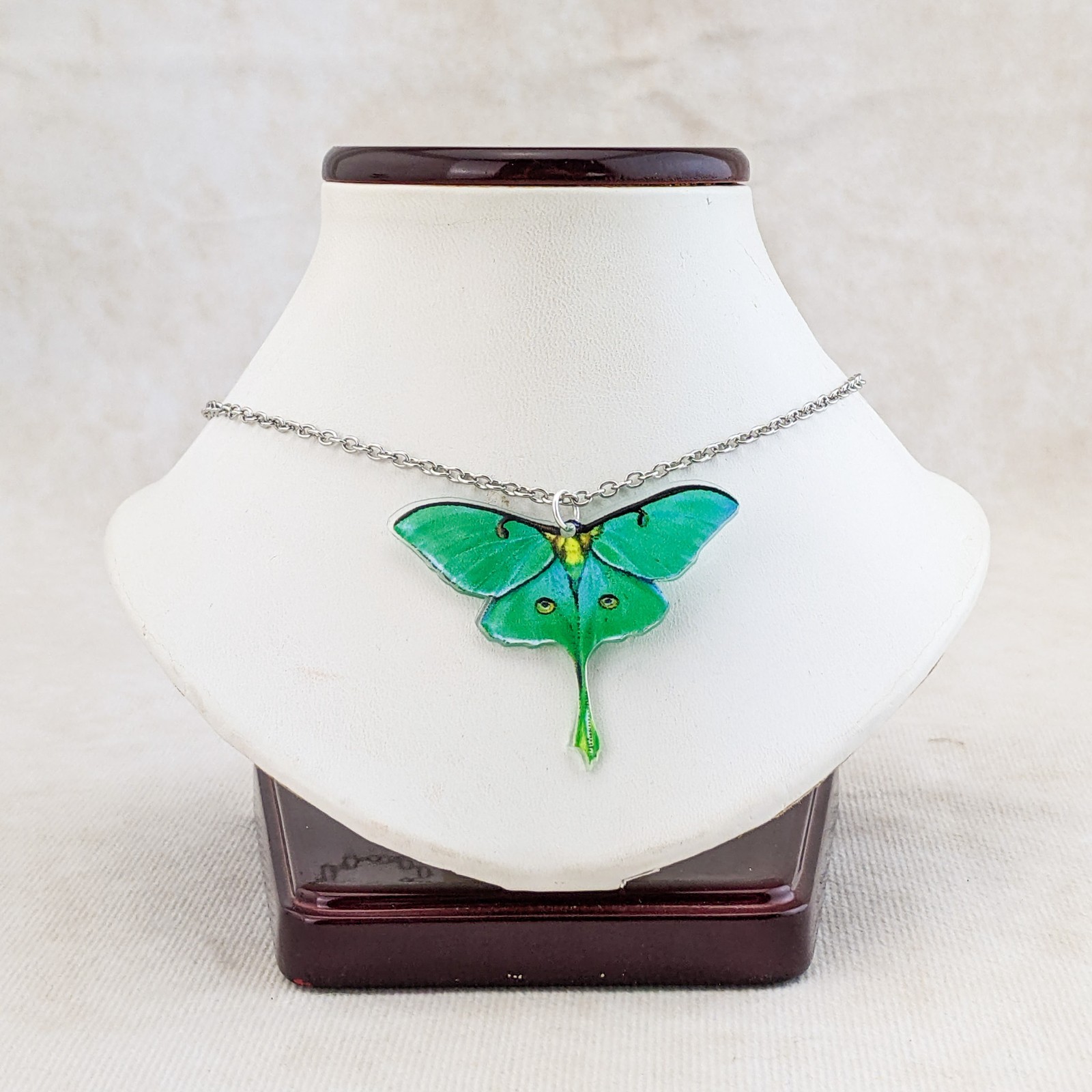 3 pc Luna Moth Silver Drop Earrings & Necklace Fashion Jewelry acrylic gift set