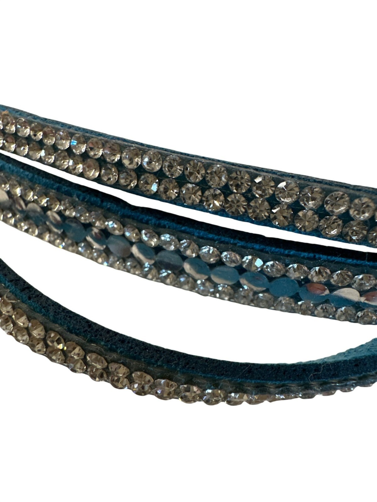 Blue Choker Necklace Rhinestones & Snap Closure Adjustable Goth Sparkly
