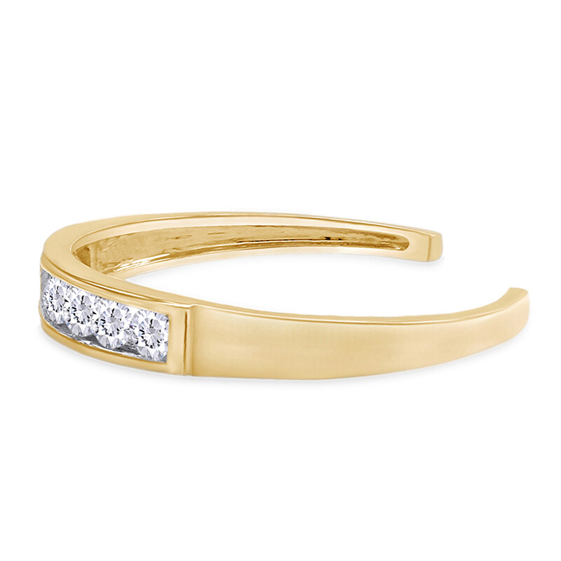 Adjustable Band Toe Ring Round Simulated Diamond 14K Yellow Gold Plated Sterling